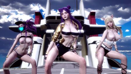 Helicopter sexy striptease Ahri Akali Kaisa Seraphine league of legends kda