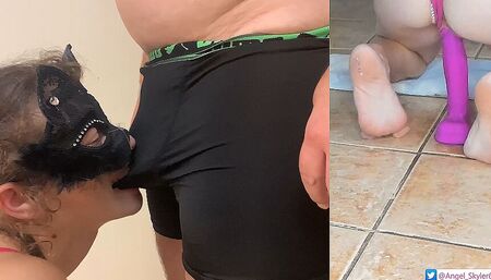 She squirts twice instead of once and gets her face creamed with hot cum