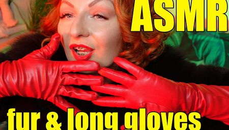 Fur fetish and long leather gloves pin up MILF