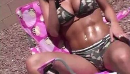 Hot Mandy In camouflage bikini with great tits photoshoot