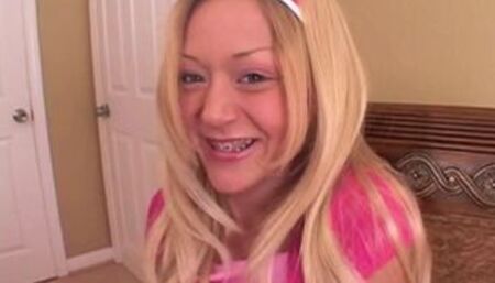 Lil Lexy with small tits fingering shaved Pussy