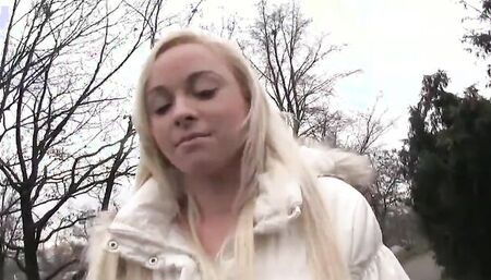 Slutty blonde babe is riding stranger's cock for some money