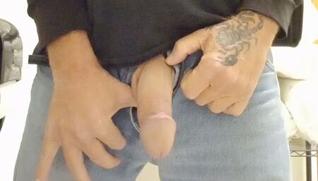 Showing off in the company bathroom