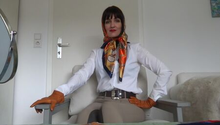 Satin scarfs fitting with white blouse and breeches