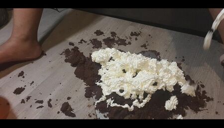 Whole chocolate cake foot stomp