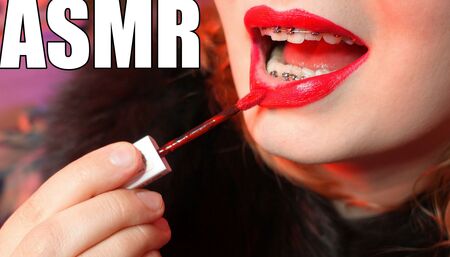 Red lipstick fetish and fur