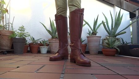 Leather riding boots and jodhpurs