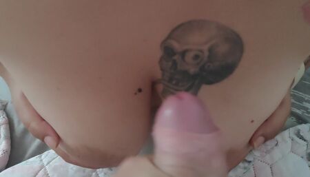 AMATEUR ITA handjob and cum on my big tits