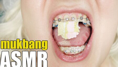 ASMR in braces mukbang video