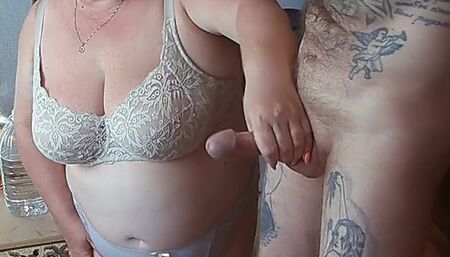 milf jerks off my cock and watches as the cock shoots sperm #1