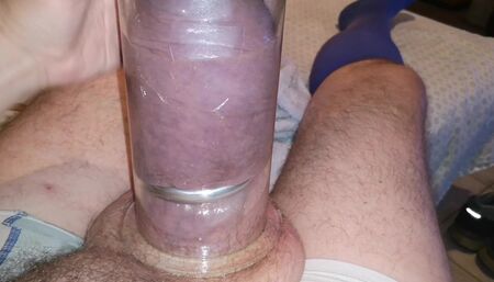 Pumping with metal cockring at my cock
