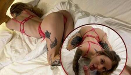 Sexy Tattooed Girl Deepthroat and Passionate Fucking - Oral Creampie