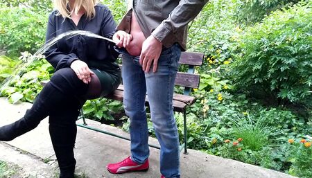 Naughty MILF is horny enough to do it outdoor