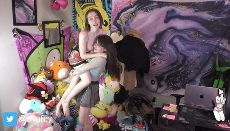 Ziva Fey - Ziva and Mewchii Fey lift and carry in skirts