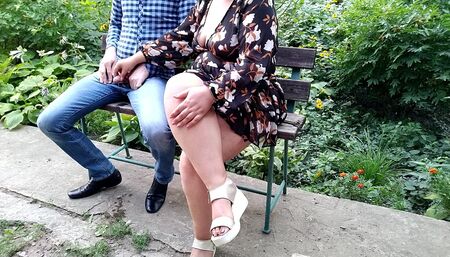 Gorgeous stranger holds my cock while I pee in the park