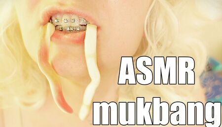 Braces fetish ASMR video with great sounding of chewing