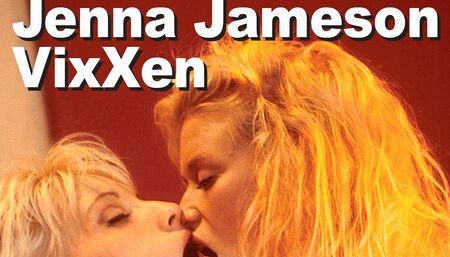 Jenna Jameson & VixXxen lesbians strip eat vibrate