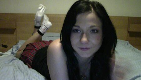 My innocent looking stepdaughter has beautiful orgasm on cam