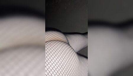 Night walking in pantyhose close road teen  boy flash no pants