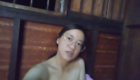 Asian girl at home alone again