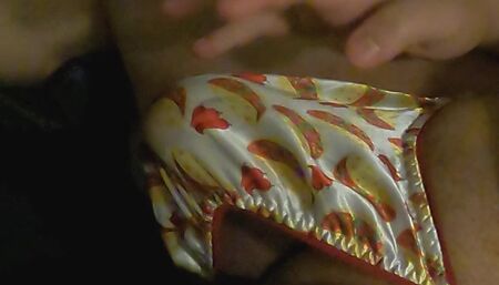 Satin taco thong bulge play jerk & cum