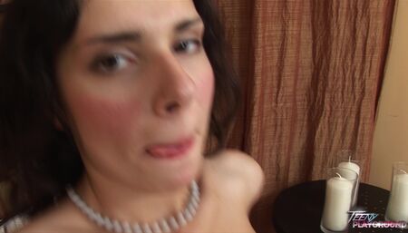 Sexy hottie in white lingerie receive hard cock and facial cum