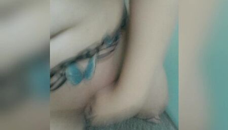 Playing with my big clit in the gym shower