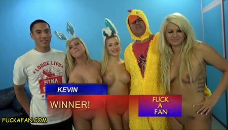 Fuck A Fan – Asian accountant Kevin bangs Bibi Noel, Layla Price & Heidi Hollywood on Easter