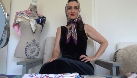 In the Satin Scarf Fitting Studio: 5 new scarves as a head and neck scarf, part 1
