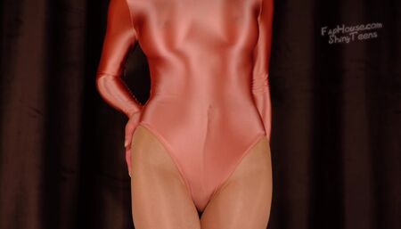 677 Shiny stockings and spandex leotard