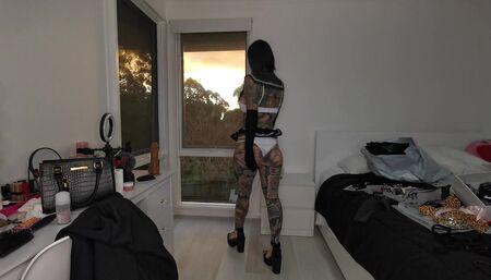 Hot lingerie cosplay try on