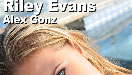 Riley Evans & Alex Gonz poolside blowjob & facial
