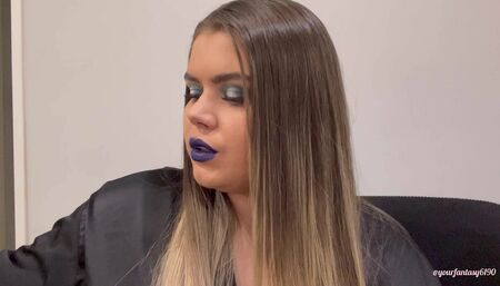 Circles of smoke with dark blue lipstick