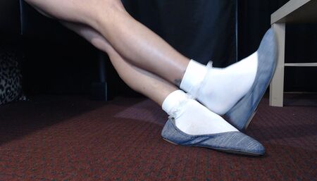 Ruffled socks gray balletflats shoeplay