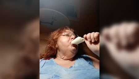 Eating an ice cold line popsicle