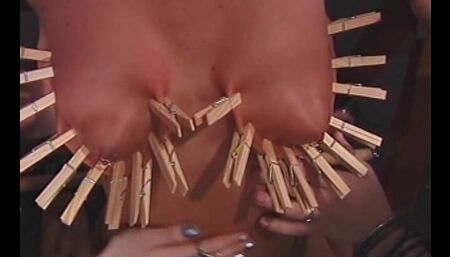 Pervert sadistic lesbian trio kiss the nipples of their poor sub-extreme!