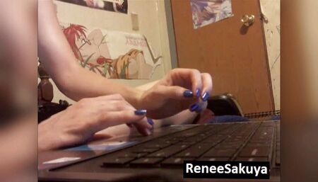 Ignoring you typing on her computer