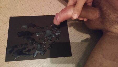 Huge cumshot from a hard curved cock