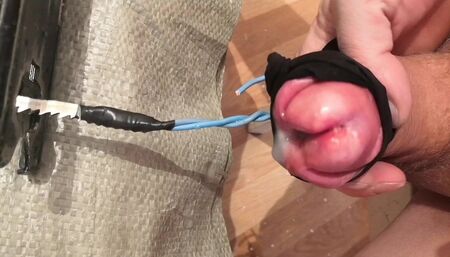 Masturbation and orgasm from electric jigsaw