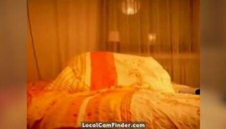 Nice blonde MILF masturbates on bed