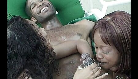 Lucky photographer finds two babes to take his massive bbc