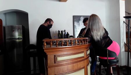 Blonde babe fucked in the bar