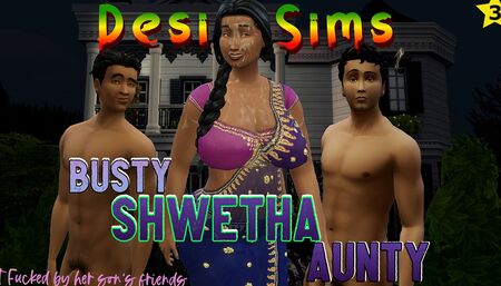 Desi busty Indian Saree aunty Shwetha With two Young Boys