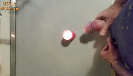 Candle cumshot by handjob
