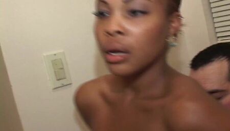 African teen with big booty and big tits gets licked and fucked by her white sugardaddy