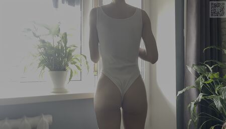 Risky masturbation on the balcony