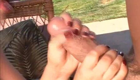 Naughty teen model with very big ass rides her gardeners dick in the garden