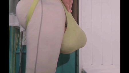 Lingerie bulging 'strike a pose'