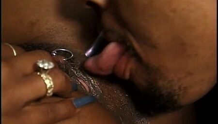 Young ebony wife gets her hairy pussy licked and fucked hard by a BBC