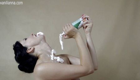 red pantyhose and whipped cream